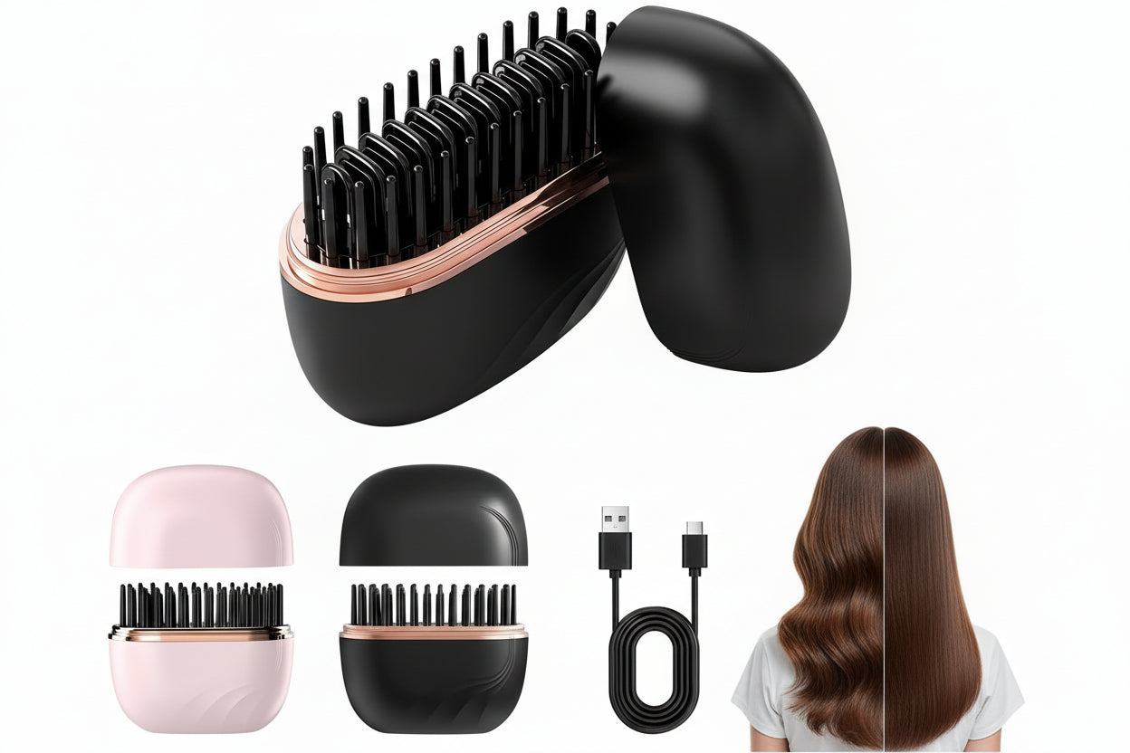2025 New Mini Straightener Rechargeable Portable Hair Straightener Brush Anti-Scald Shell Cordless USB Charging Straighteners