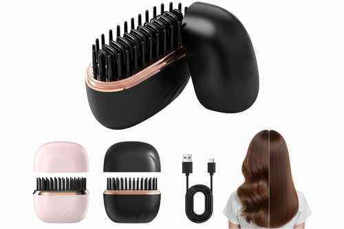 2025 New Mini Straightener Rechargeable Portable Hair Straightener Brush Anti-Scald Shell Cordless USB Charging Straighteners